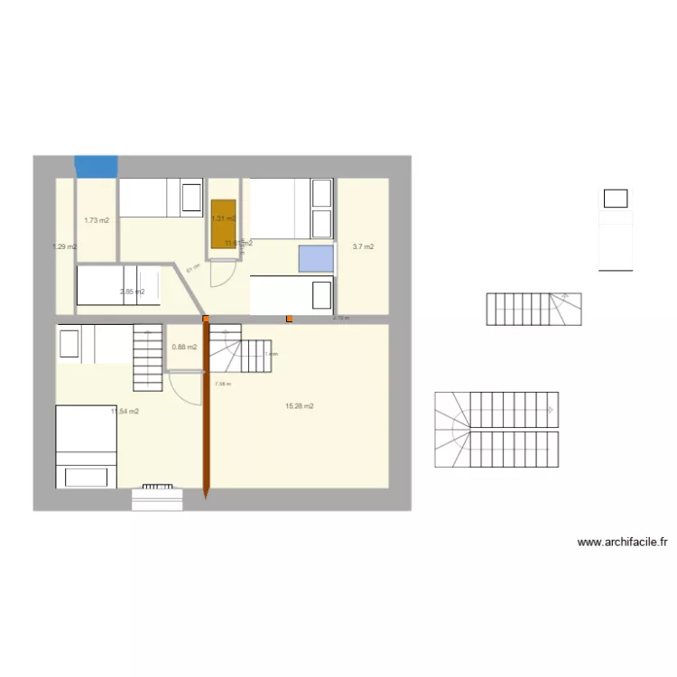 chambre mezzanine V50 du 17 mai . Plan de 