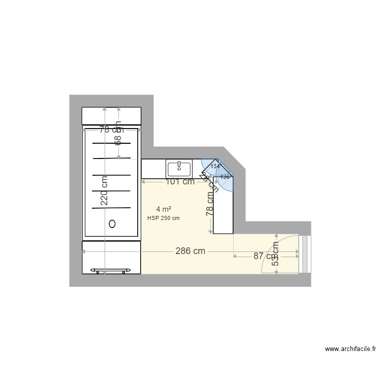 COMPAGNON PARENTS. Plan de 1 pièce et 4 m2