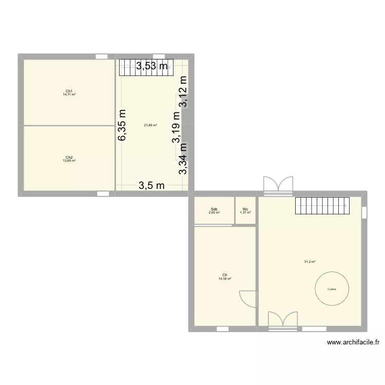 Plan 2. Plan de 7  et 99 m²