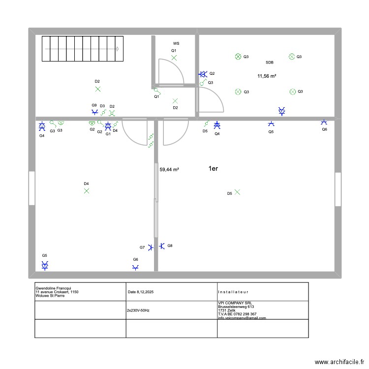 1-А. Plan de 2 pièces et 71 m2