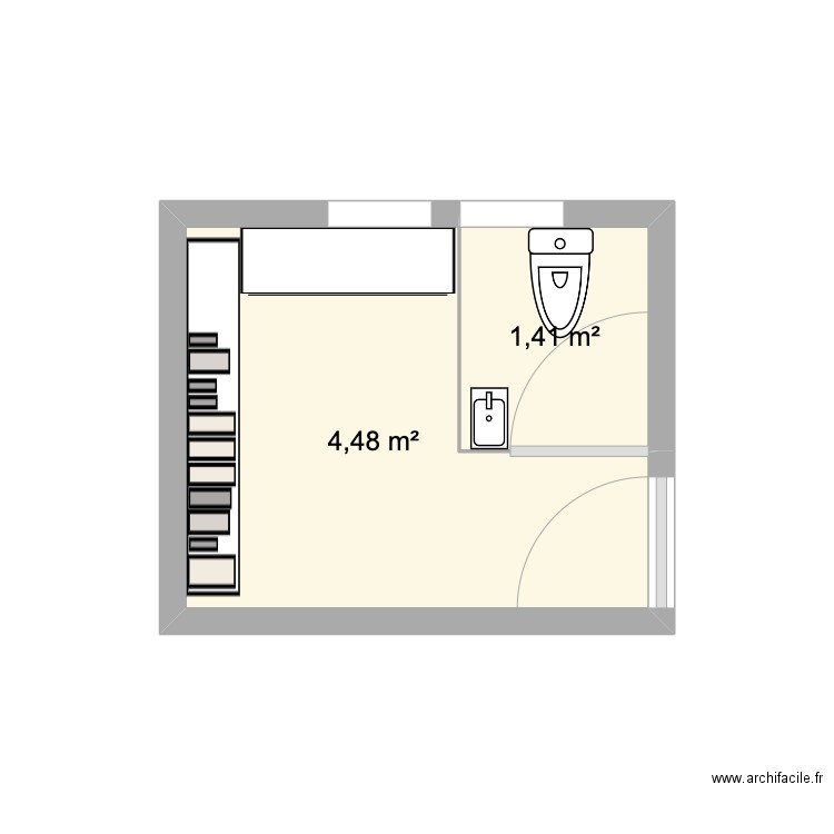 Folligny salon de musique 1er etage . Plan de 2 pièces et 6 m2