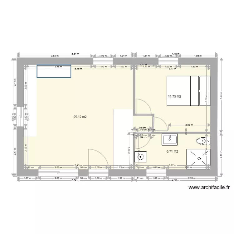 PLAN MAISON COTE FENETRE ET PLACO MUR. Plan de 