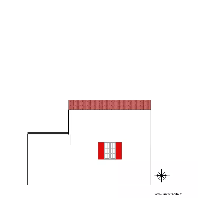 facade ouest avec ancienne fen&ecirc;tre. Plan de 