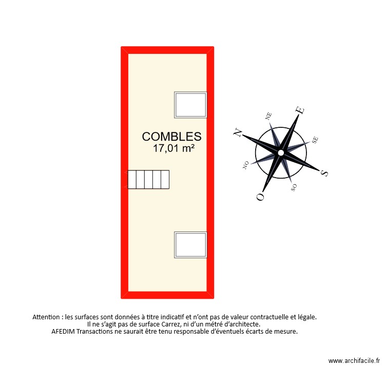 BI9996 COMBLES PASCAL. Plan de 2 pièces et 17 m2