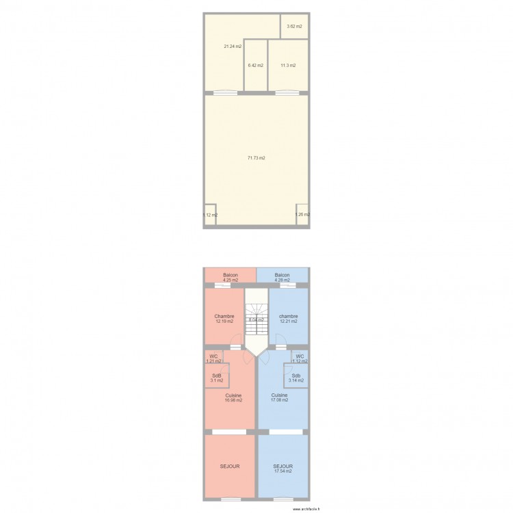 clemenceau Etages. Plan de 0 pièce et 0 m2