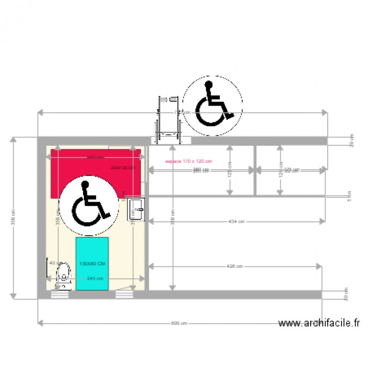 PROJET TOILETTES CONFORMES . Plan de 0 pièce et 0 m2