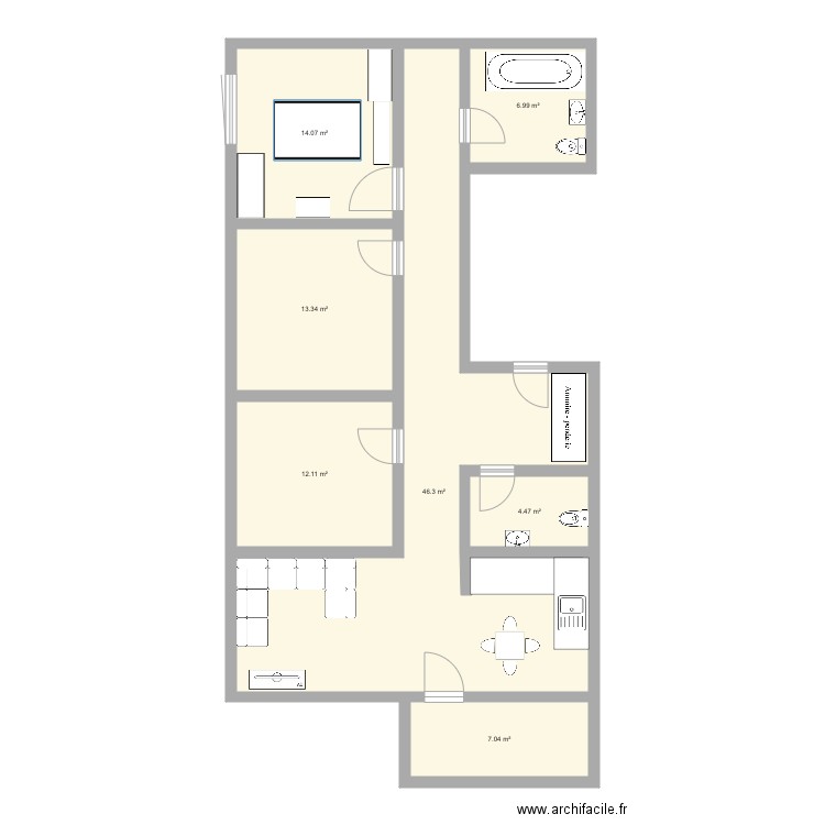 Appartement 3p5. Plan de 0 pièce et 0 m2