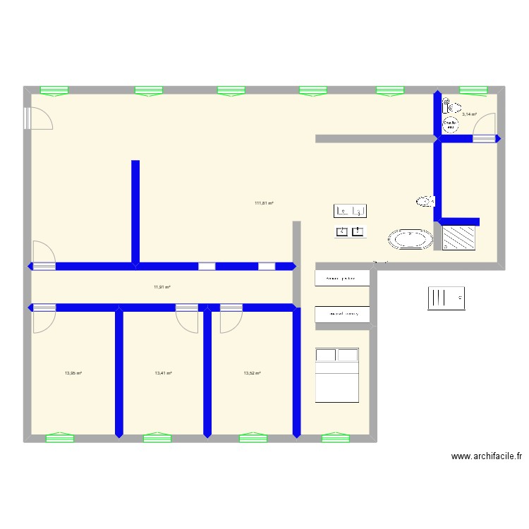 Appartement Reims Simon. Plan de 6 pièces et 168 m2