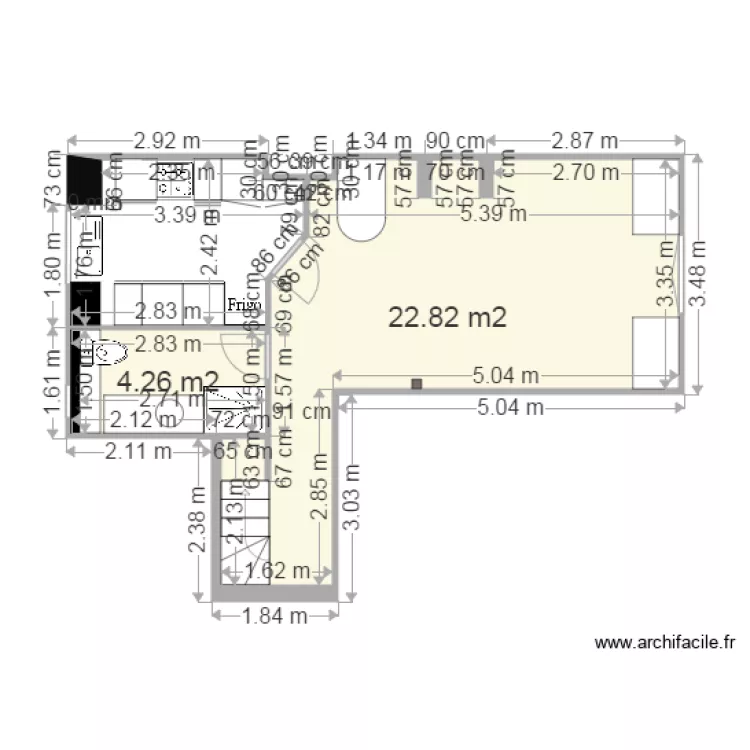 PLAN 2D existant Appartement FOURMENT. Plan de 