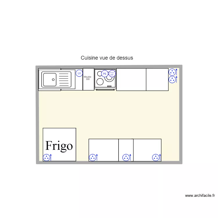 BAYLE / D22060540 / CUISINE vue de dessus. Plan de 
