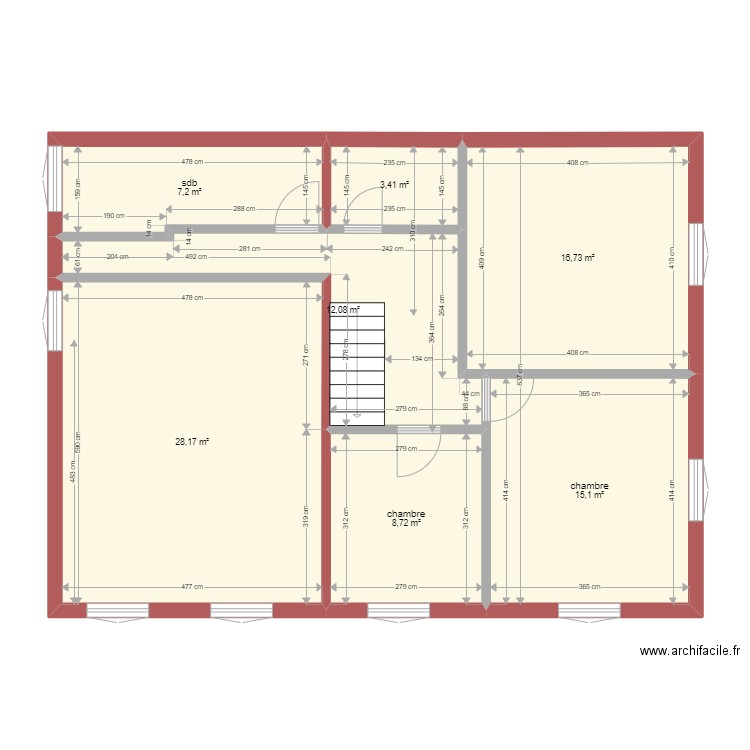 fayolle 1er côtes exactes. Plan de 7 pièces et 91 m2