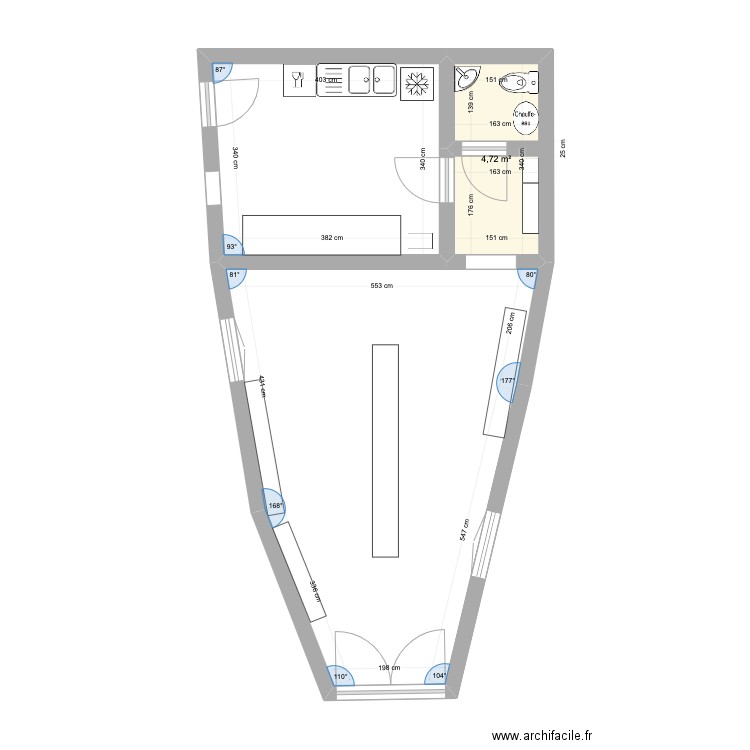 RDC Maison Bibolet V2. Plan de 3 pièces et 48 m2