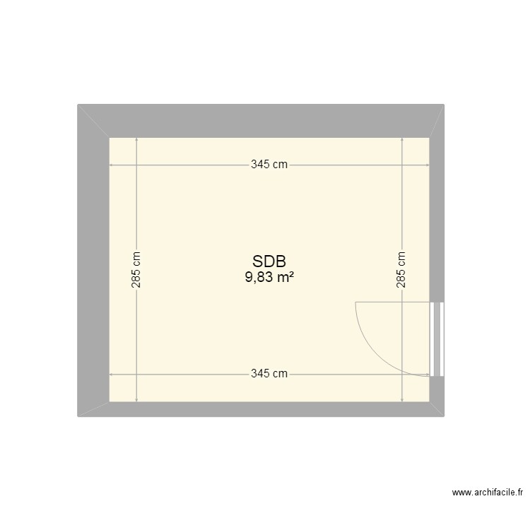 SDB2. Plan de 1 pièce et 10 m2