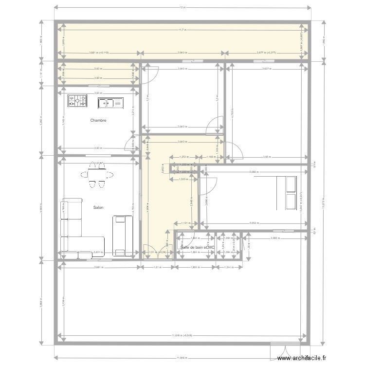 Maison. Plan de 10 pièces et 166 m2
