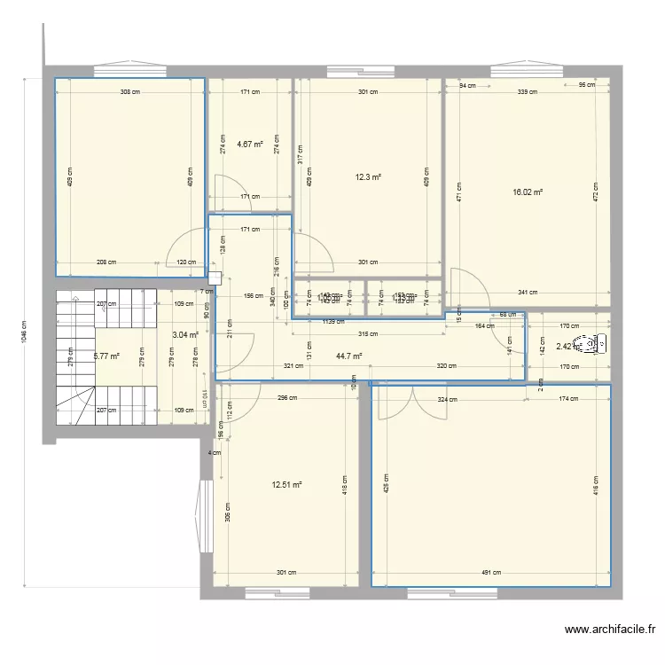fusain original etage actuel. Plan de 