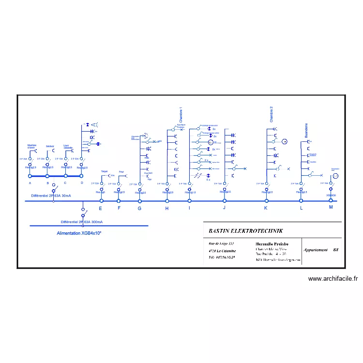 Appartement B11 Schema unifilaire. Plan de 