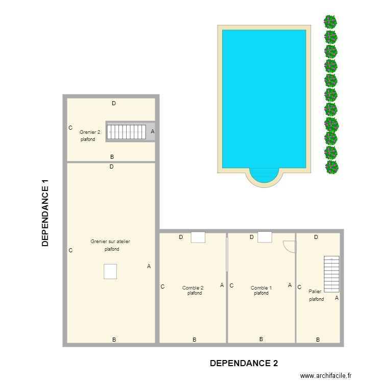 remigner dependances etage. Plan de 6 pièces et 189 m2