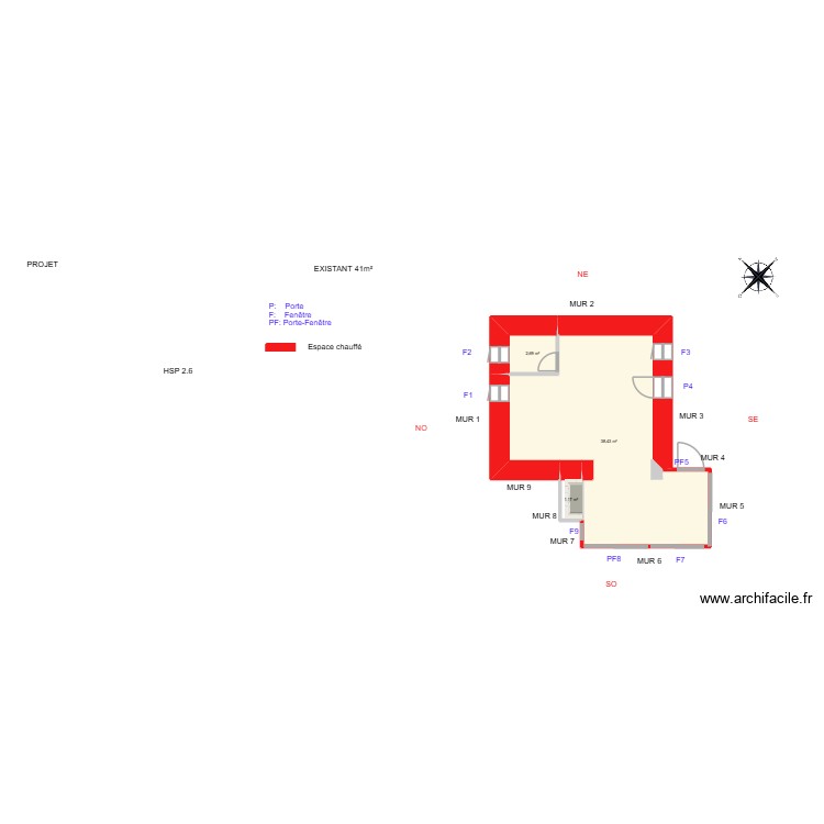 AUGUIN_ Existant. Plan de 0 pièce et 0 m2