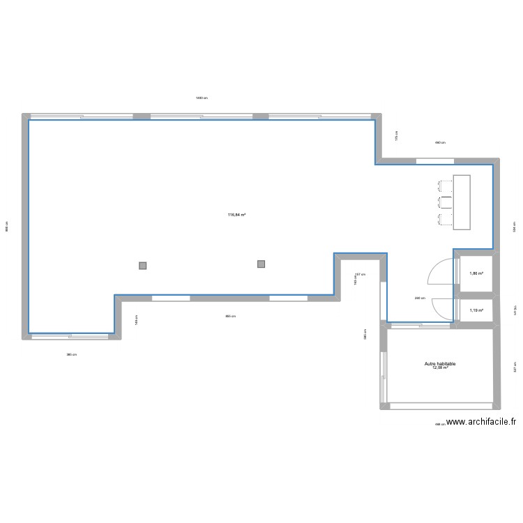 plan salle R+2. Plan de 4 pièces et 132 m2