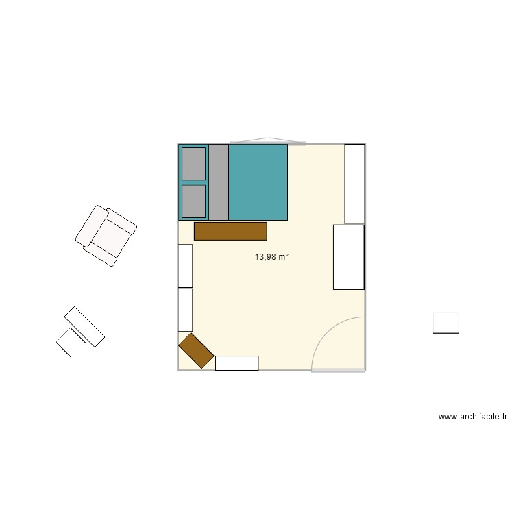 Yoan. Plan de 1 pièce et 14 m2