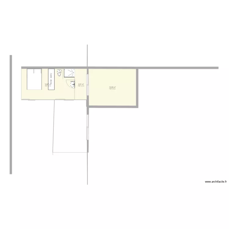 Chambre parentale supplementaire. Plan de 