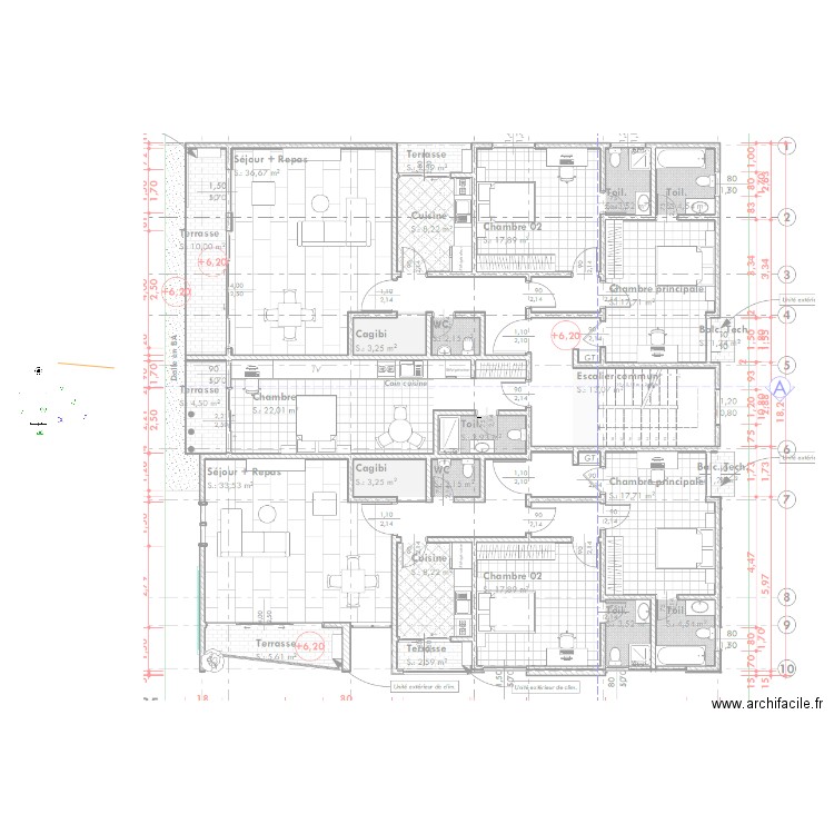 Eclairage Etage 2 et 3 bâtiment habitation R3 BONADIWOTO. Plan de 0 pièce et 0 m2