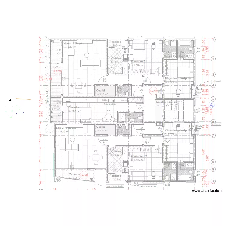 Eclairage Etage 2 et 3 b&acirc;timent habitation R3 BONADIWOTO. Plan de 0 pièce et 0 m2