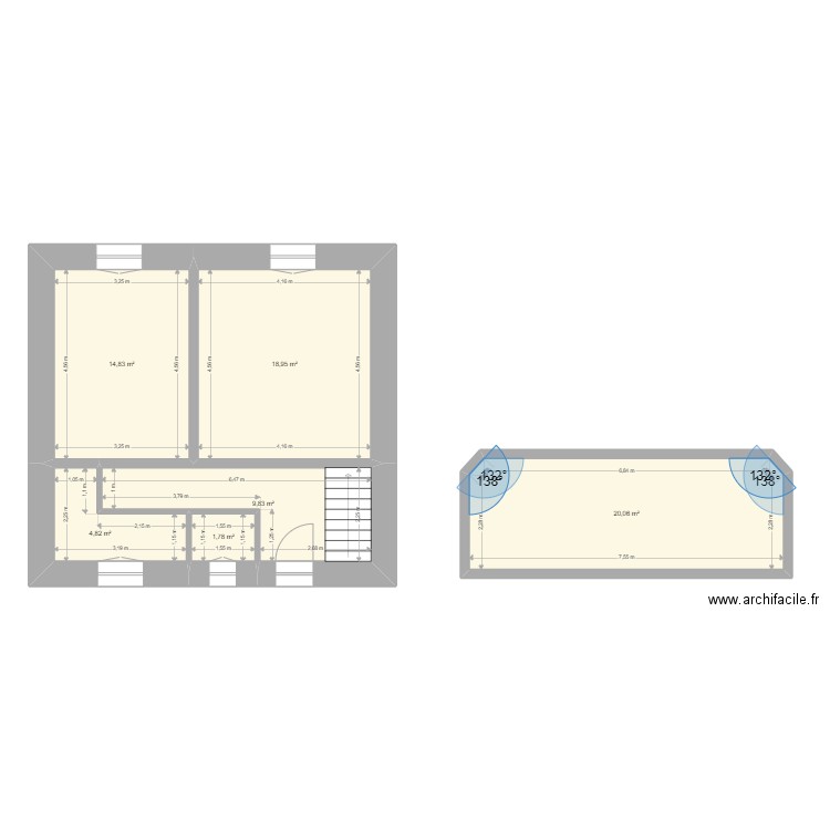 BEHAGE . Plan de 8 pièces et 104 m2