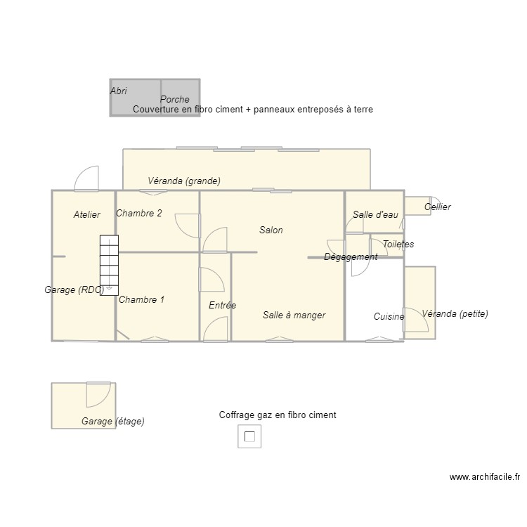 Croquis DUPIOT. Plan de 14 pièces et 43 m2