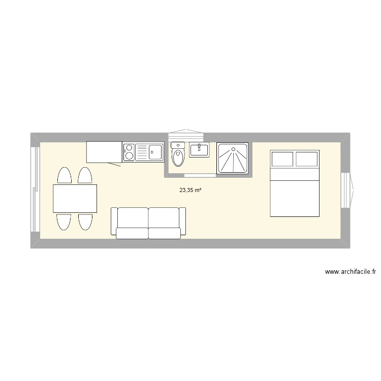 simiane. Plan de 1 pièce et 23 m2