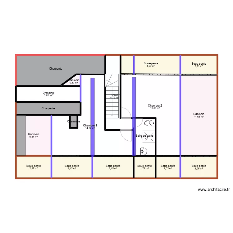 Etage autre version. Plan de 