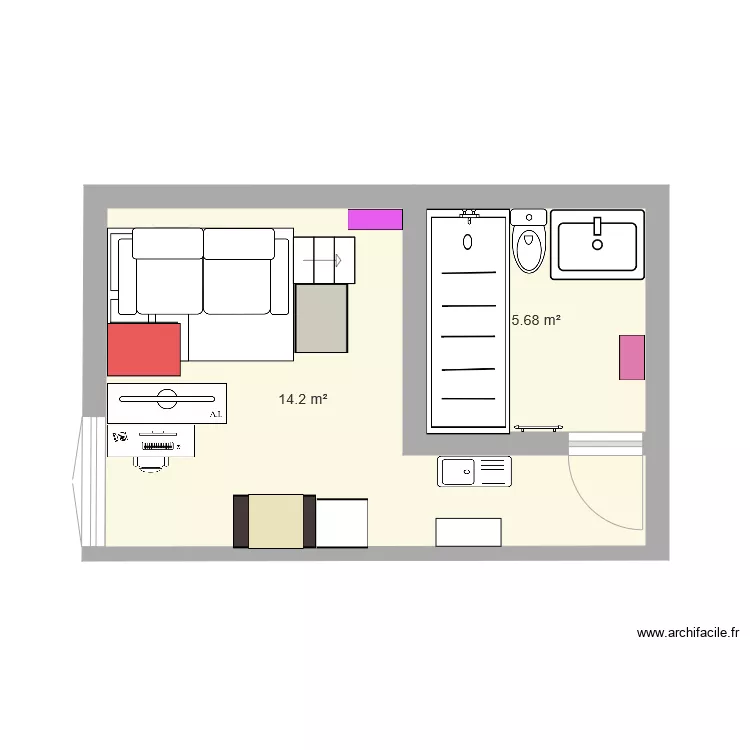 appartement studio. Plan de appartement studio. Plan de