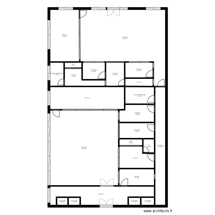 Rosny sous Bois Projet 1092022 jr. Plan de 24 pièces et 287 m2