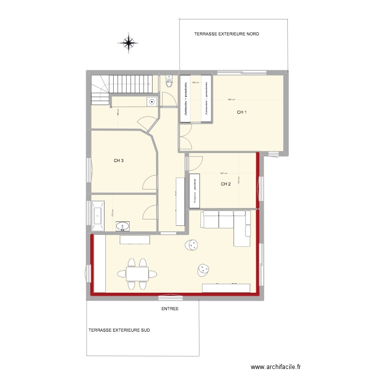 ALGER    PROJET 4 RDC. Plan de 5 pièces et 117 m2