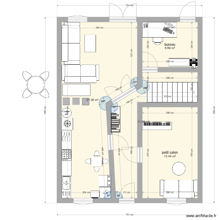 39 vidau rdc sans cloison. Plan de 0 pièce et 0 m2