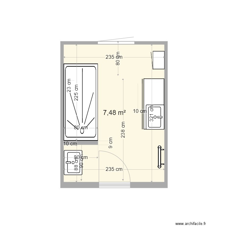 SALLE DE BAIN . Plan de 1 pièce et 7 m2