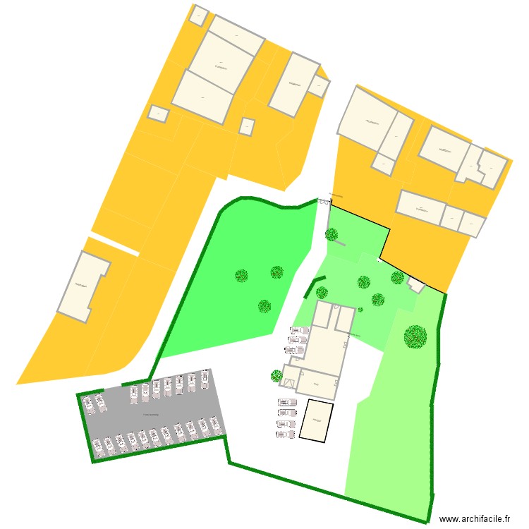 Maison extérieur cadastre. Plan de 24 pièces et 1549 m2