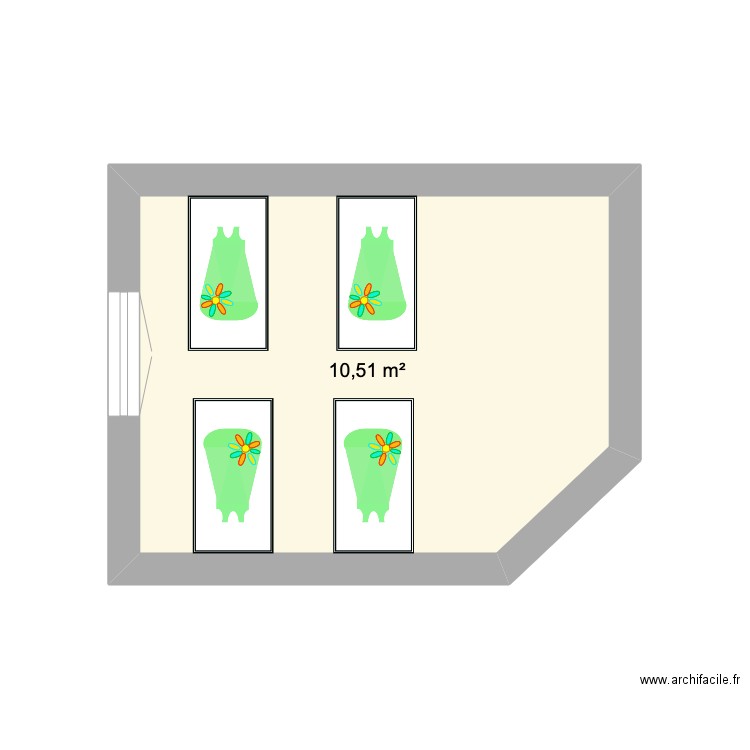 dortoir. Plan de 1 pièce et 11 m2