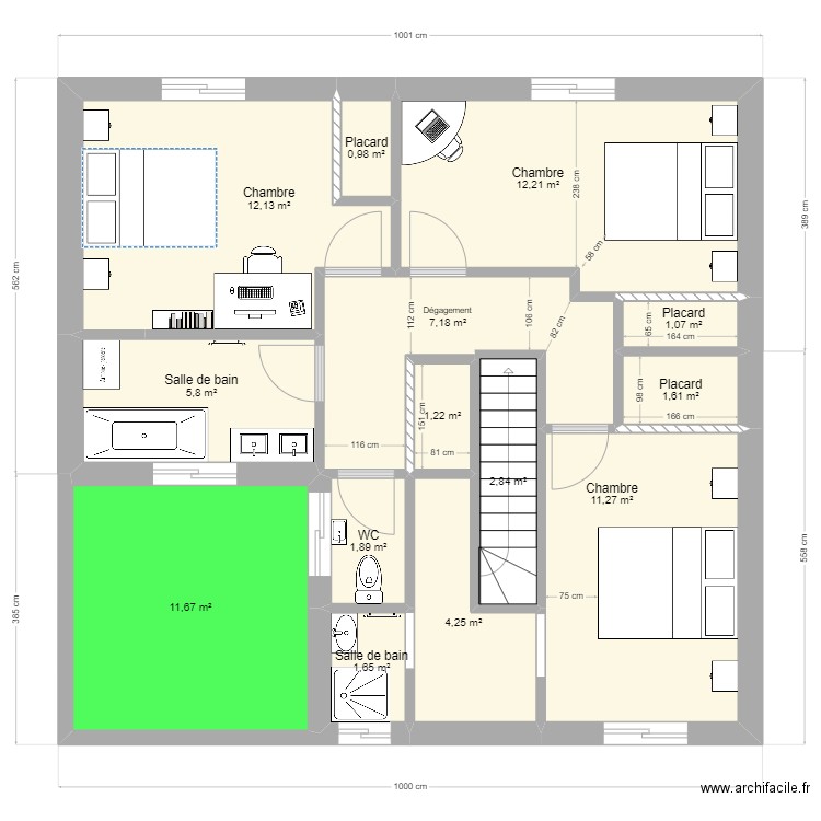 terrain stro ESSAI étage 120 M2. Plan de 14 pièces et 76 m2