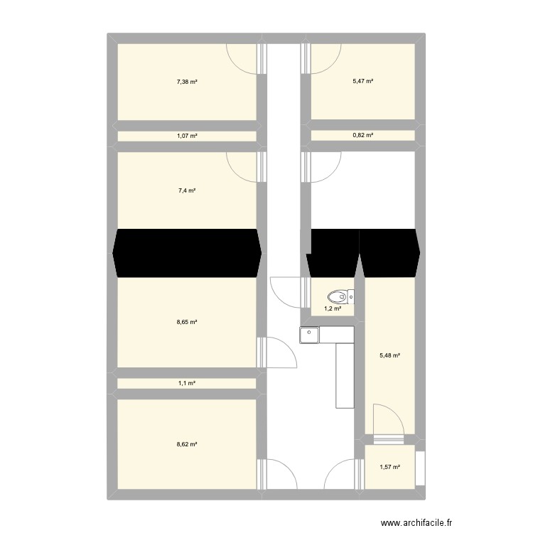 CAVES FB DU TEMPLE. Plan de 11 pièces et 49 m2