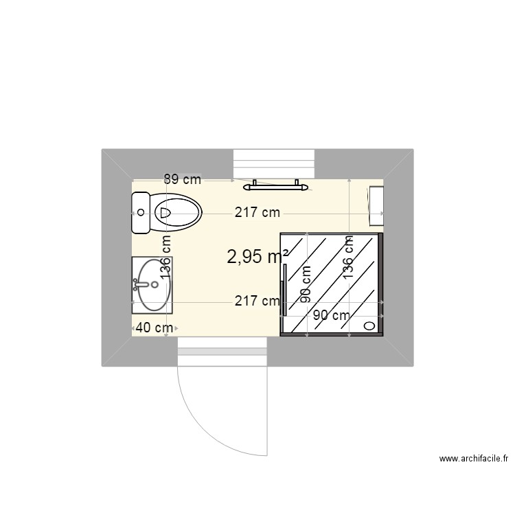 wcsalleeau. Plan de 1 pièce et 3 m2