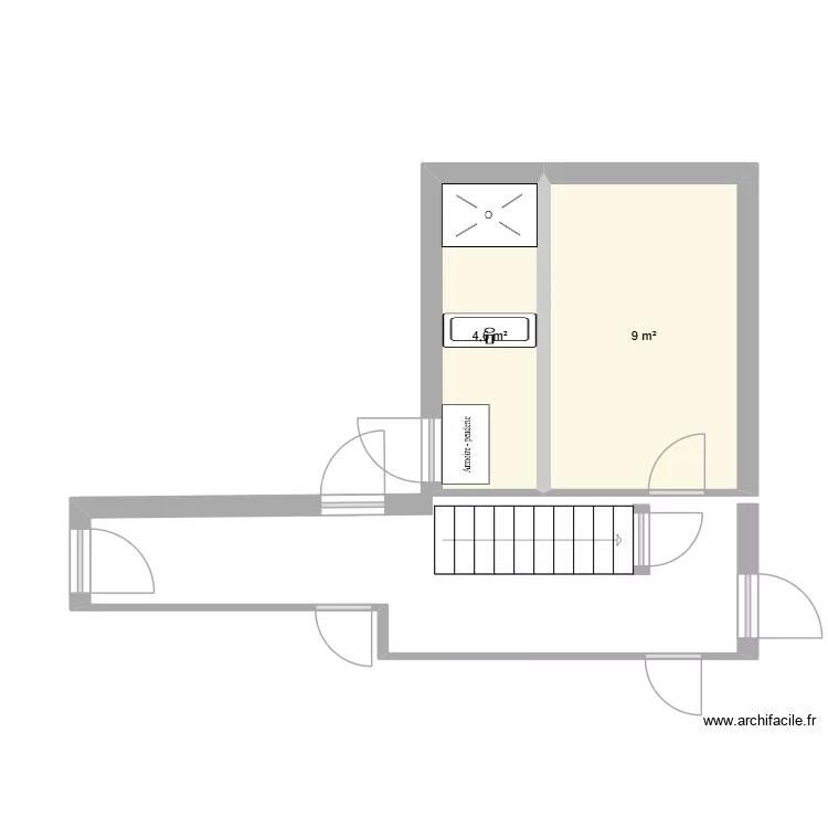 chambre ALEX. Plan de 2  et 14 m²