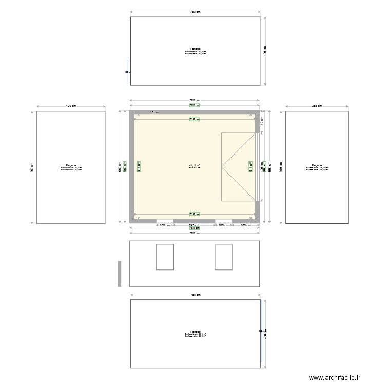 Garage Vanessa. Plan de 1 pièce et 44 m2