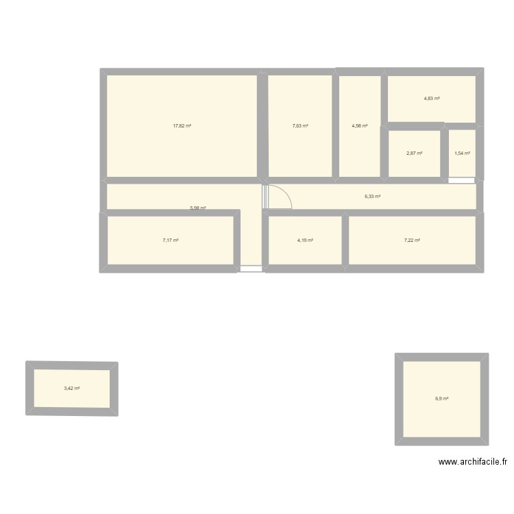 PLAND DE SALLE 2. Plan de 13 pièces et 81 m2