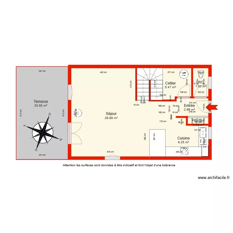 BI 5722 RDC c&ocirc;t&eacute;. Plan de 