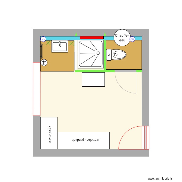 Plan chambre et SdB. Plan de 0 pièce et 0 m2