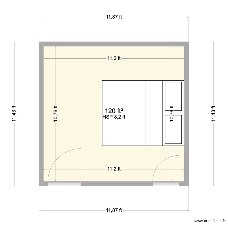 Hartford - 2nd Floor Layout QUEEN. Plan de 1 pièce et 11 m2