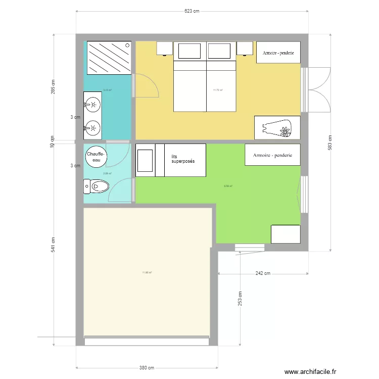 extension garage sans &eacute;tage. Plan de 