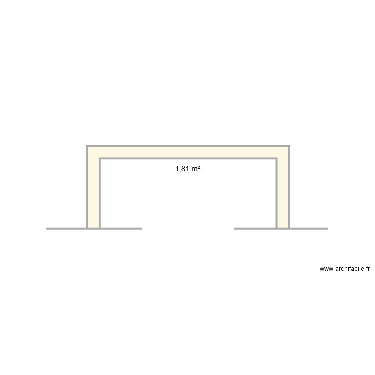 C/P 1 bisbis. Plan de 1 pièce et 2 m2