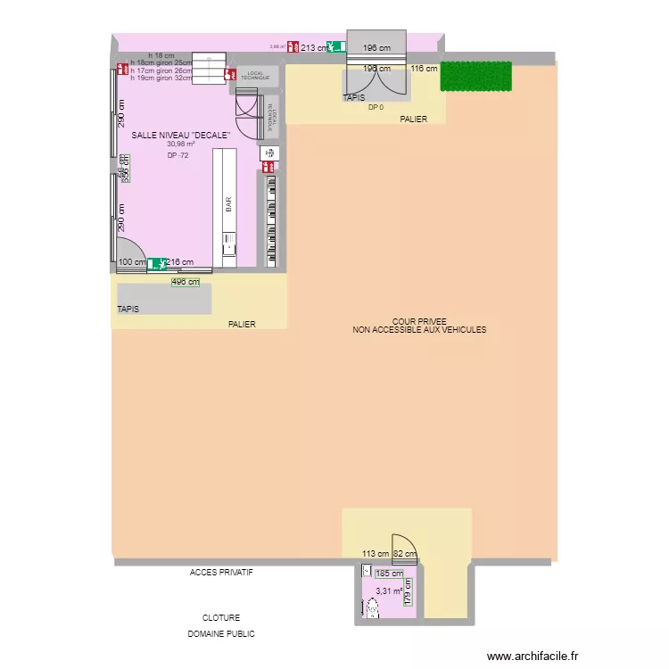 SANITAIRE LA FONTAINE DU MONT AVANT TRAVAUX. Plan de 